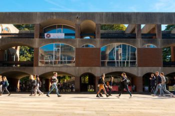 Students walking on campus