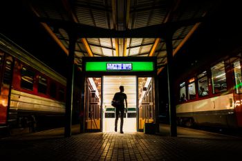 Single person at train station