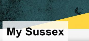 The text 'My Sussex' in front of a blue and yellow background