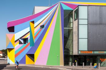 Towner Gallery - a multicoloured building in Eastbourne