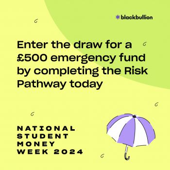 Text reads: Enter the draw for a £500 emergency fund by completing the Risk Pathway today