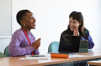 Two students in language seminar