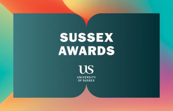 Colourful background with the words 'Sussex Awards'