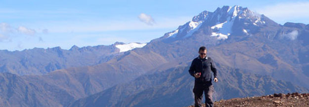 Student trekking on mountain