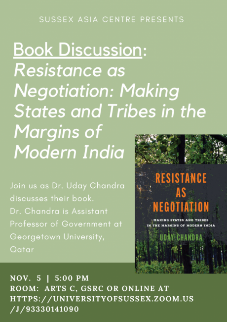 Poster with details of the 'Resistance as Negotiation' book discussion event