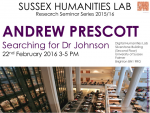 Poster advertising seminar given by Andrew Prescott