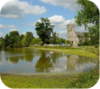 A photo of the pond at Falmer Village