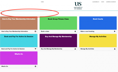 a screenshot of the account selection drop down menu on the Sussexsport booking system