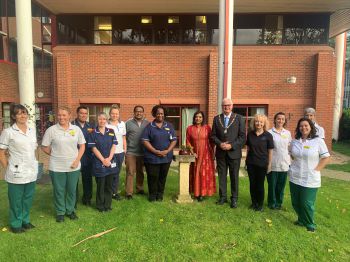 Mayor with Dr Aneetha Skinner FRCP, Clinical Lead of the SRC, Dr Khalid Ali and the SRC Team at the Princess Royal Hospital.