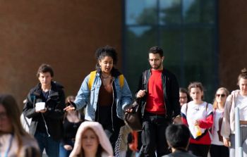 Students walking and talking