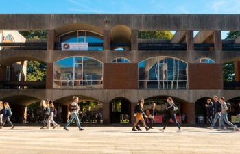 Students walking on campus