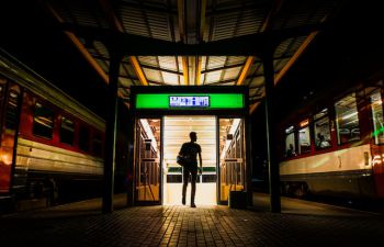 Single person at train station