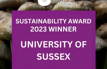 A graphic showing the University of Sussex won the U Dine award for sustainability