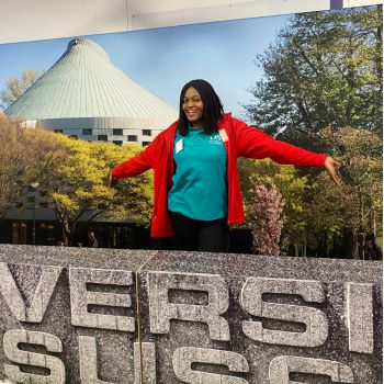 Similoluwa in a University of Sussex polo shirt