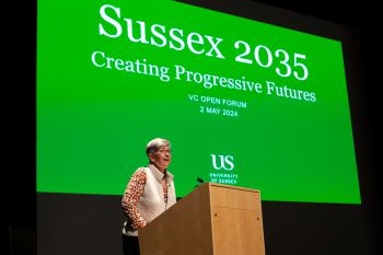 Vice-Chancellor Sasha Roseneil delivers a keynote presentation of our new strategy, Sussex 2035