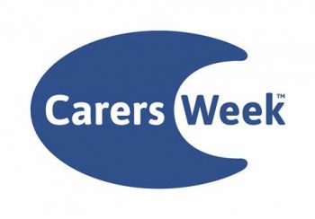 Blue and White Carers week logo
