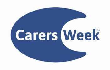 Blue and White Carers week logo