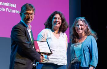 Dr Joanna Smallwood receiving her award with Professor Fiona Matthews