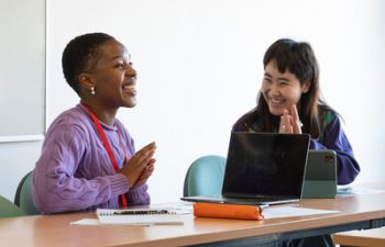 Two students in language seminar