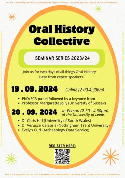 An invitation to join the Oral History Collective event 18 and 19 Sept 2024