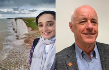 Left: Mentee Muriam exploring Seven Sisters. Right: Mentor Jon Rosser.