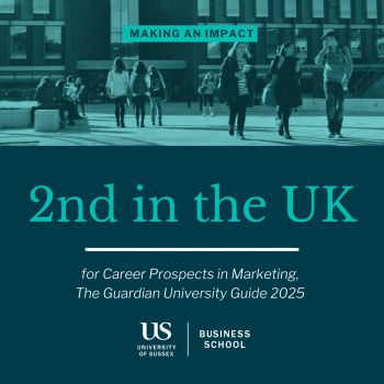 Text graphic with 2nd in the UK for Career Prospects in Marketing in The Guardian University Guide 2025