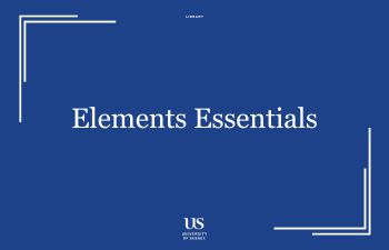 Blue background with the words 'Elements Essentials' in the centre