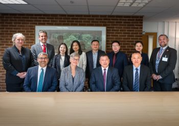 A group of visitors meeting the Vice Chancellor and other Sussex colleagues in Sussex House