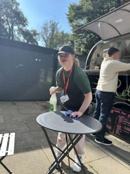 DSDT member gaining learning experience as bagel van assistant