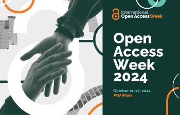 Two hands reaching out to each other next to Open Access Week text