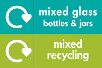 A copy of the WRAP icons for mixed recycling and glass, joined to make one image