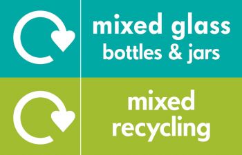 A copy of the WRAP icons for mixed recycling and glass, joined to make one image