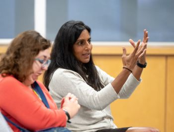 An audience member asking a question