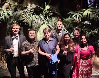 group of School students and staff in evening dress at Dynamic Earth, Green Gown Awards ceremony