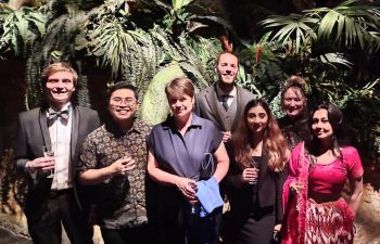 group of School students and staff in evening dress at Dynamic Earth, Green Gown Awards ceremony