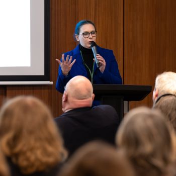 Vikki Walden delivers a speech at the Lab launch