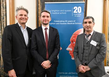 Dean of BSMS Professor Richard McManus, MP Chris Ward and Deputy Vice-Chancellor of the University of Sussex Professor Michael Luck