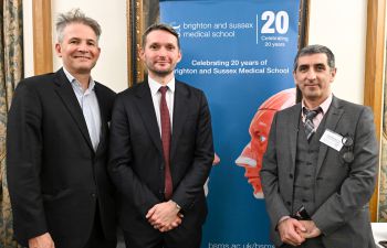 Dean of BSMS Professor Richard McManus, MP Chris Ward and Deputy Vice-Chancellor of the University of Sussex Professor Michael Luck