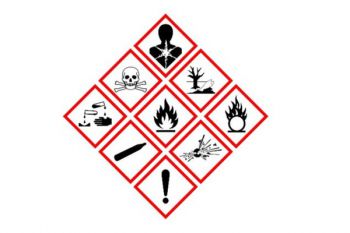 A series of symbols indicating substances hazardous to health