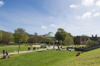 Students in and around Library Square