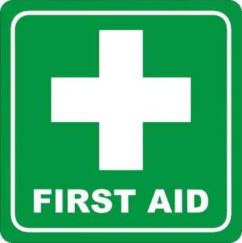 First Aid Logo of a white cross on a green background