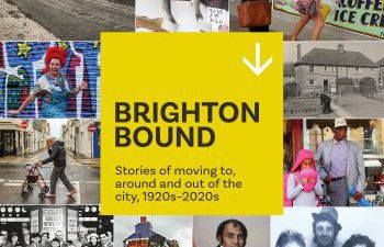 Cover of the Brighton Bound book, depicting photos of Brightonians across the city and time