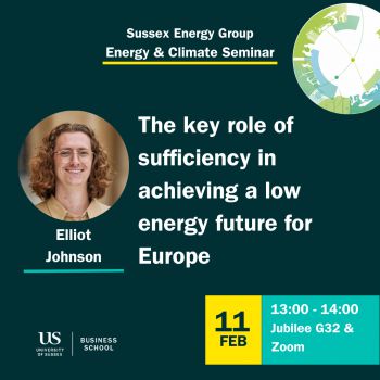 Poster of Elliot Johnson's Energy & Climate Seminar