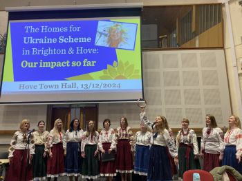 The Ukrainian Voices Choir during the event at Hove Town Council Chambers