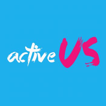 actives logo on a blue background