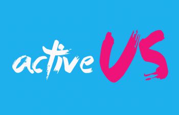 actives logo on a blue background