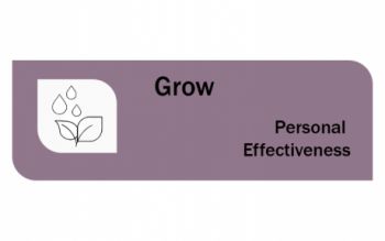 Grow logo featuring purple rectangular graphic with an icon of a seedling