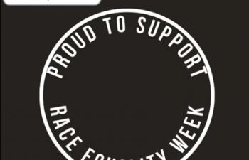 'Proud To Support' Text on Black Background