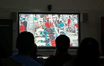 Audience viewing the documentary