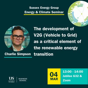 Poster of Charlie Simpson's Energy & Climate seminar